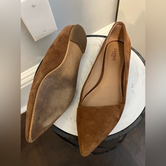 Pointed Toe Brown Faux Suede Flats - Picture 2 of 3